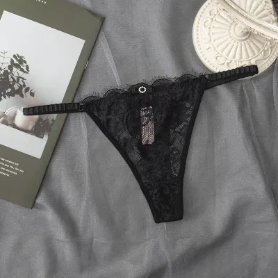 Women Fashion Sexy Solid Color Lace Thin Low Waist Thong