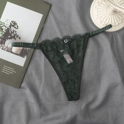 Women Fashion Sexy Solid Color Lace Thin Low Waist Thong