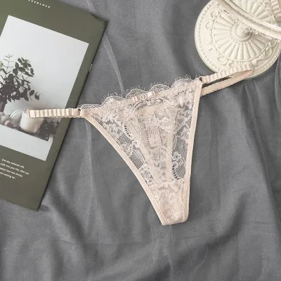 Women Fashion Sexy Solid Color Lace Thin Low Waist Thong