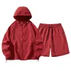 Dark Red Shorts Set