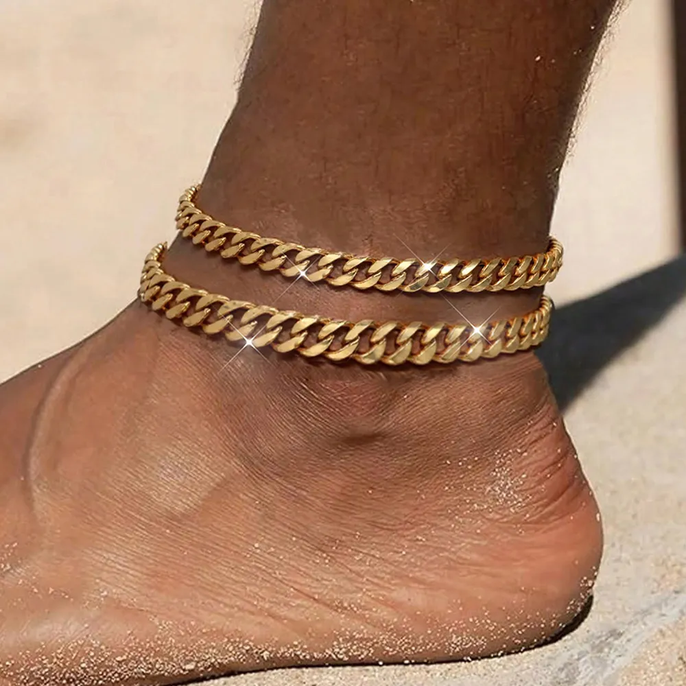 Women's Fashion Casual Simple Double-Layer Cuban Chain Anklet