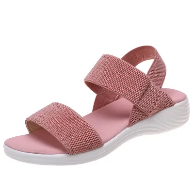 Women Fashion Casual Printed Peep-Toe Elastic Band Wedge Sandals