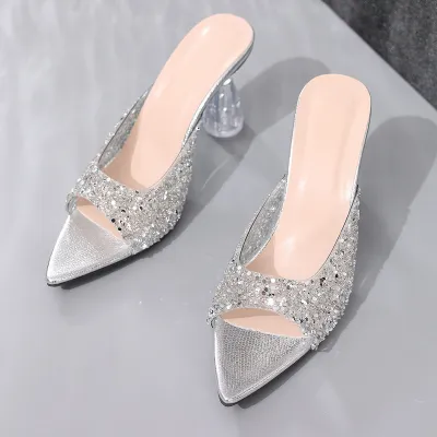 Women Fashion Sexy Rhinestone Pointed-Toe High Heel Shoes Leisure
