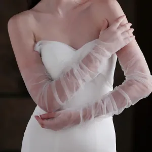 Women's Simple Bare Yarn Long Sleeve Wedding Gloves for Party