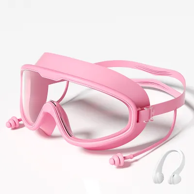Adult Waterproof Anti-Fog Electroplated Swimming Glasses Nose Clip Set