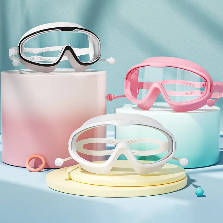 Adult Waterproof Anti-Fog Electroplated Swimming Glasses Nose Clip Set