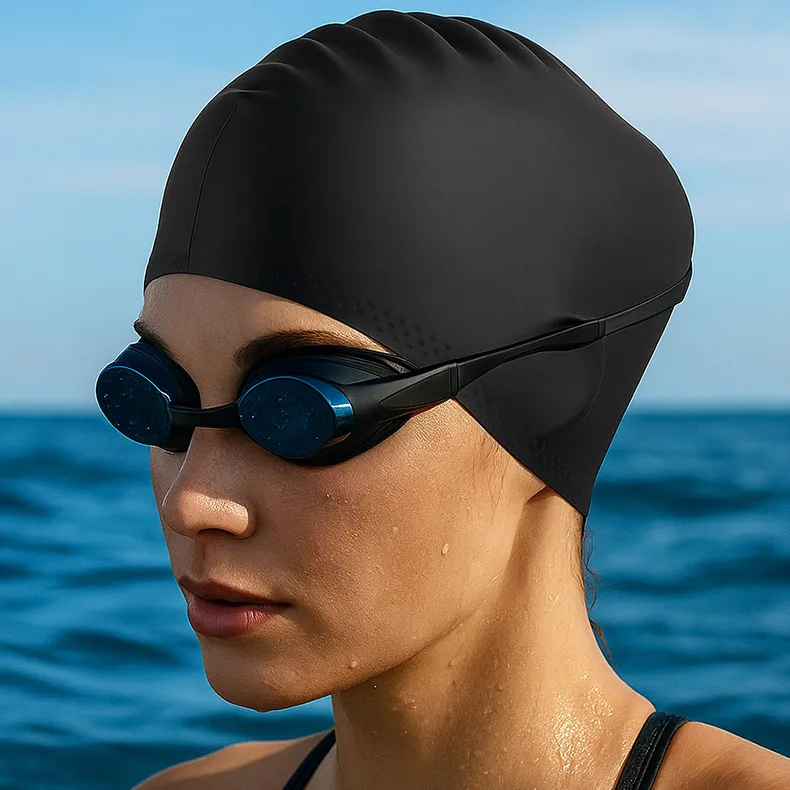 Women Enlarged Silicone Solid Color Waterproof Swimming Cap