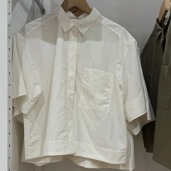 Women'S Fashion Casual Solid Color Lapel Short-Sleeve Loose Blouse