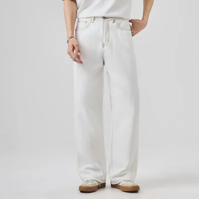 Men's Fashion Casual Solid Color Cotton Straight Jeans