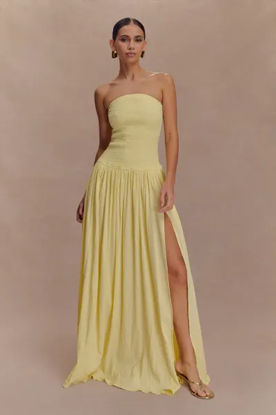 Women Summer Elegant Solid Color Backless Slim Strapless Maxi Dress