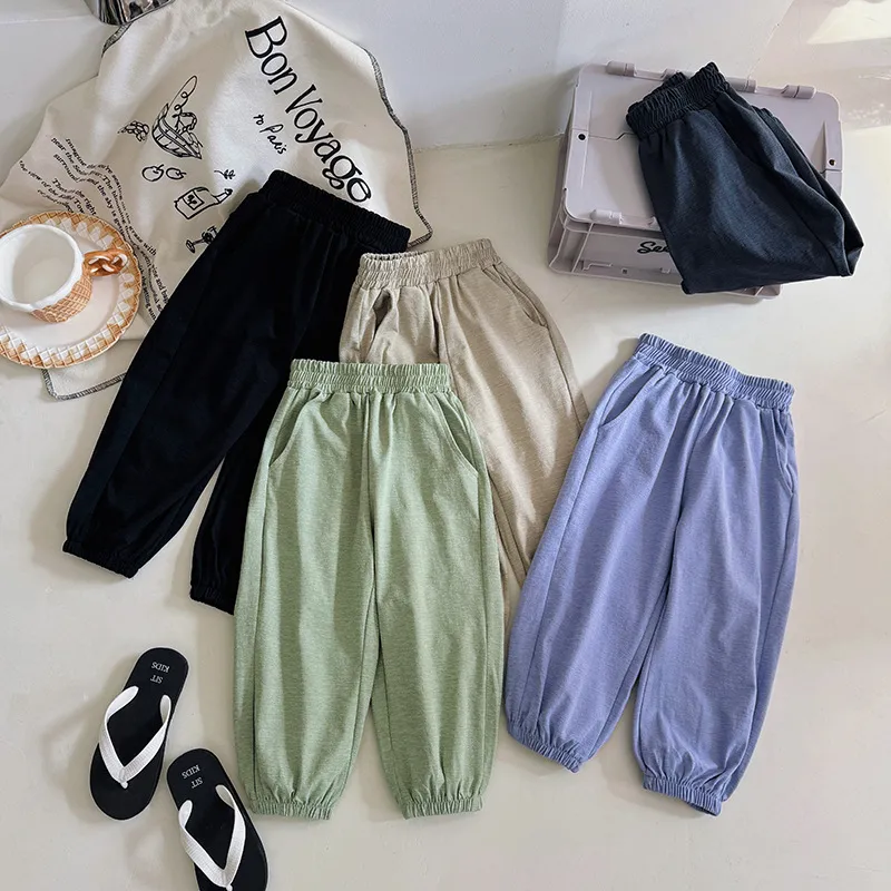 Kids Boys' Summer Ice Silk Quick-Dry Loose Cropped Pants