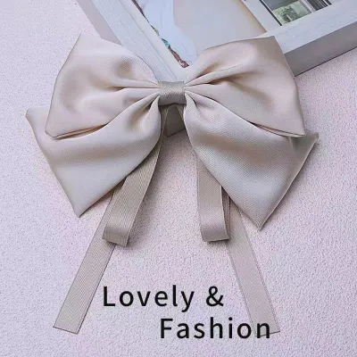 Kids Girls Fashion Solid Color Satin Bowknot Spring Hair Clip