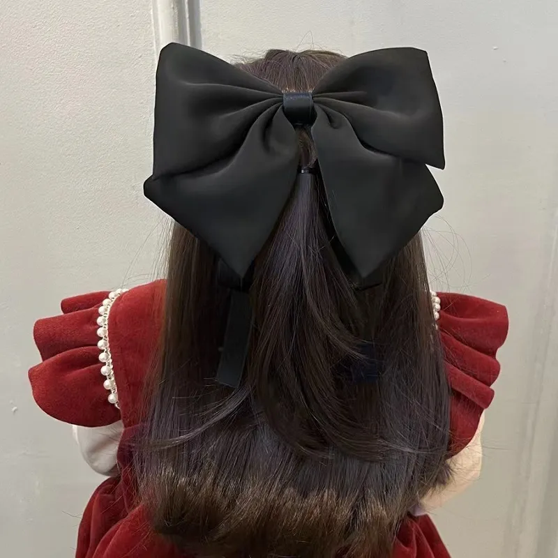 Kids Girls Fashion Solid Color Satin Bowknot Spring Hair Clip