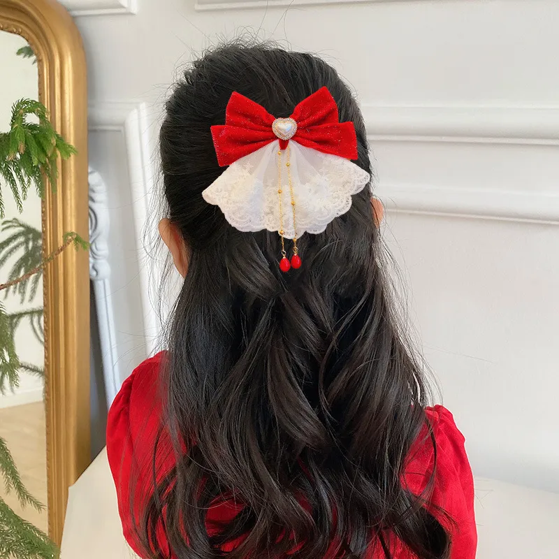 Girls Lace Bowknot Hair Clip - Cute Fashion Kids Hairpin