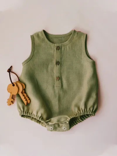 Kids Baby Boys Fashion Casual Summer Solid Color Cotton Linen Sleeveless Triangle Climb Rompers
