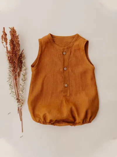 Kids Baby Boys Fashion Casual Summer Solid Color Cotton Linen Sleeveless Triangle Climb Rompers