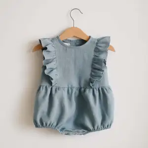 Baby Girls Summer Linen Sleeveless Ruffled Triangle Climb Rompers Clothing(0-3T)