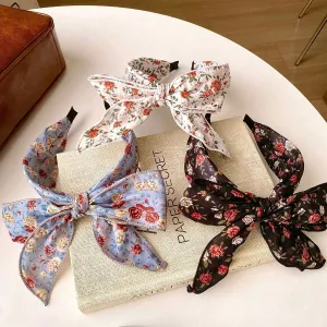 Women's Fashion Retro Velvet Small Tiny Flower Bowknot Headband