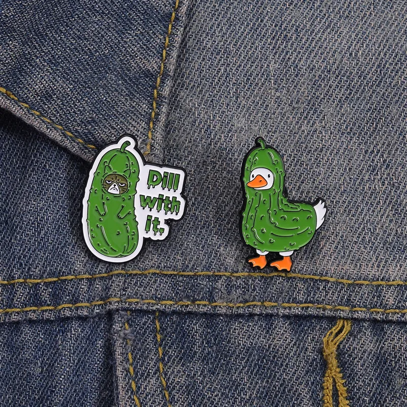 Creative Cute Cucumber Duck Metal Brooch Unisex Alloy Cartoon Brooch