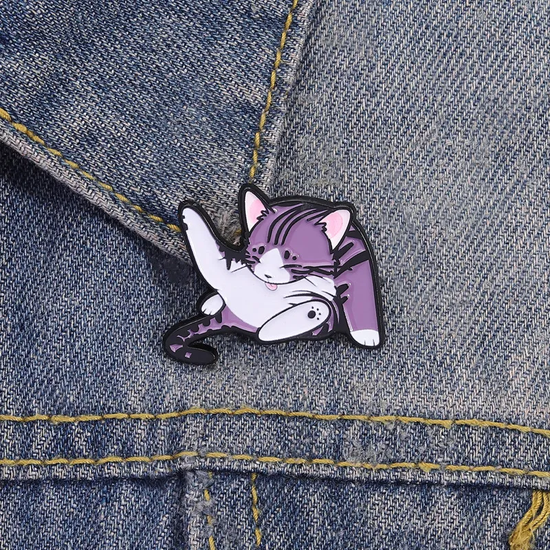 Fashion Cute Cartoon Purple Cat Alloy Brooch