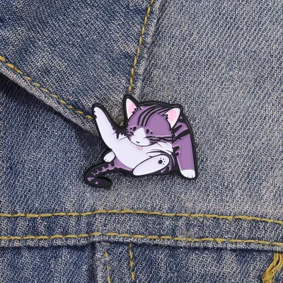 Fashion Cute Cartoon Purple Cat Alloy Brooch