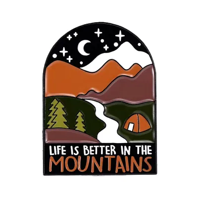 Fashion Creative Mountain Desert Tent Sunrise Landscape Geometric Alloy Brooch