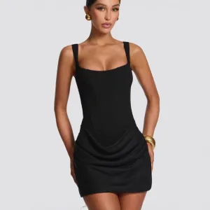 Women Fashion Sexy Summer Square Neck Sleeveless Tight Waist Dress