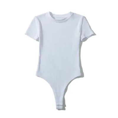 Women Fashion Sexy Spring And Summer Simple Solid Color Short-Sleeve Slim-Fit Bodysuits