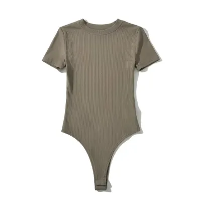 Women Fashion Sexy Spring And Summer Simple Solid Color Short-Sleeve Slim-Fit Bodysuits