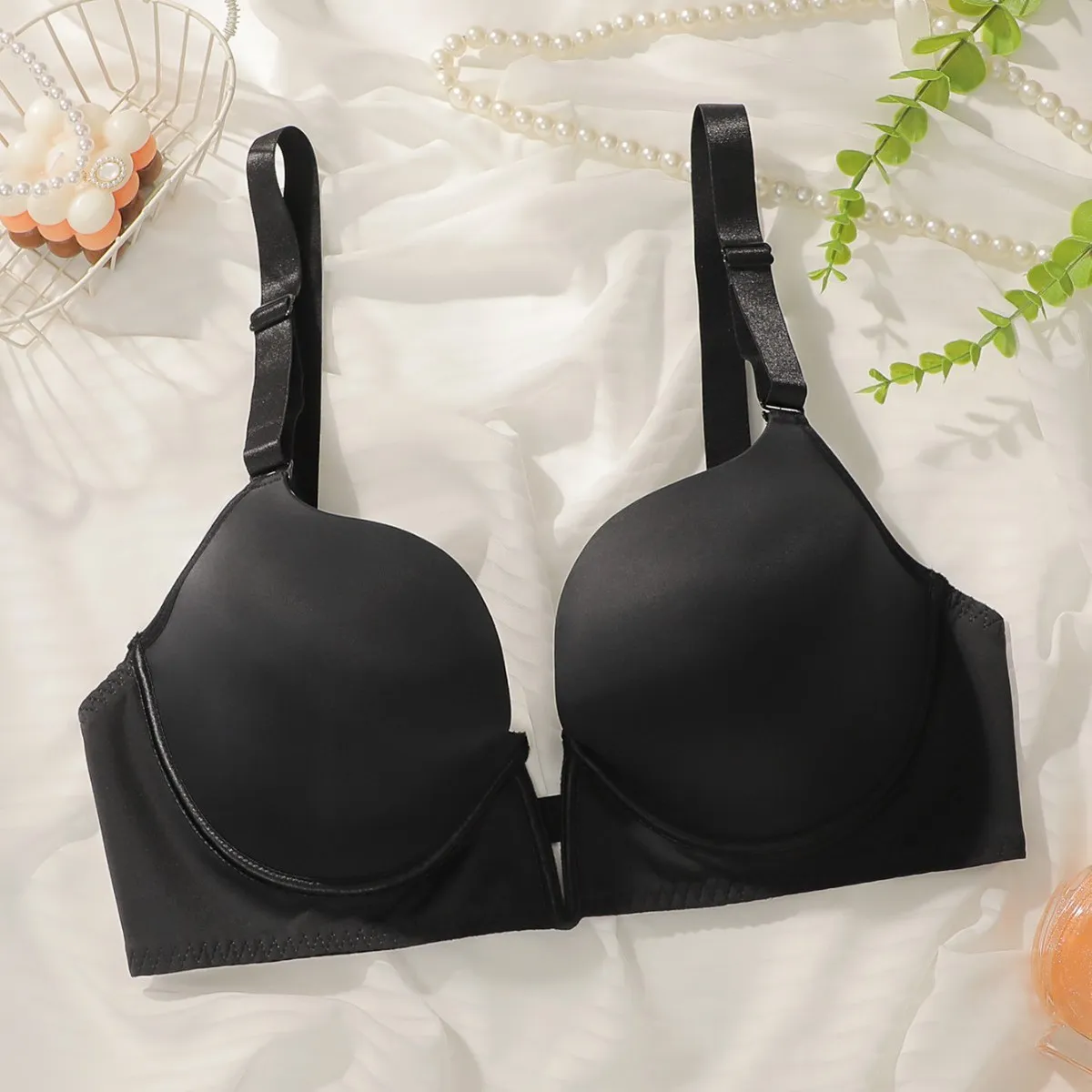 Women Fashion Sexy Plus Size Simple Solid Color Bra