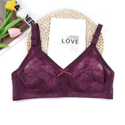 Women Fashion Solid Color Lace Perspective Non-Rimmed Ultra-Thin Bra