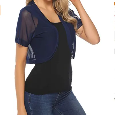 Women Fashion Casual Summer Solid Color Short Sleeve Breathable Mesh Jacket