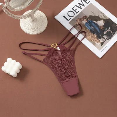 Women Fashion Sexy Solid Color Lace Thin Breathable Thong