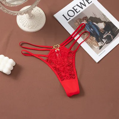 Women Fashion Sexy Solid Color Lace Thin Breathable Thong