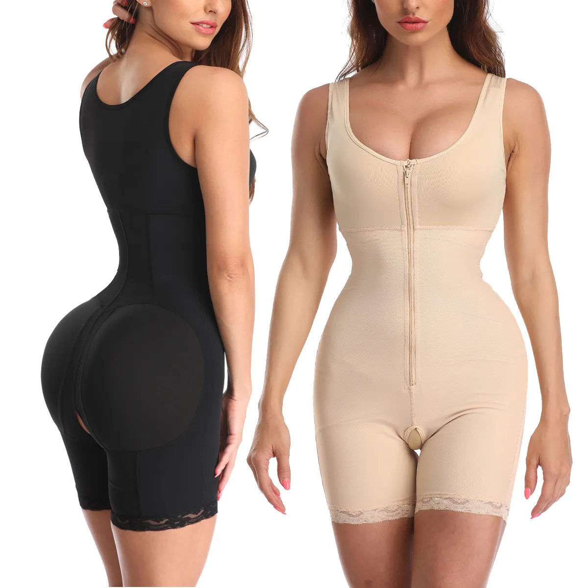 Women Fashion Simple Solid Color Sleeveless Bodysuit Shapewear