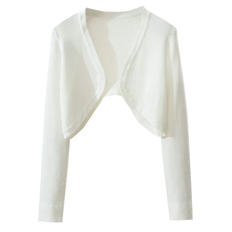 Women Fashion Casual Spring Summer Solid Color Long-Sleeve Thin Sunscreen Knitwear