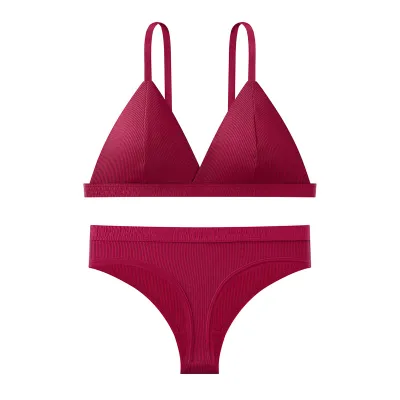 Women Fashion Sexy Basic Solid Color Single-Breasted Bra Underwear Set