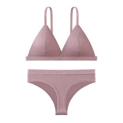 Women Fashion Sexy Basic Solid Color Single-Breasted Bra Underwear Set