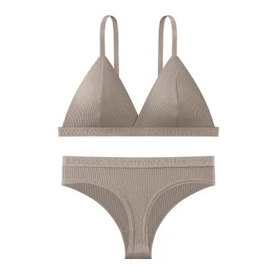 Women Fashion Sexy Basic Solid Color Single-Breasted Bra Underwear Set