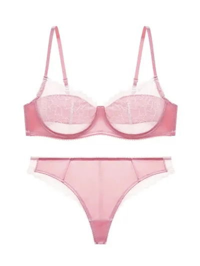 Women Fashion Sexy Basic Contrast Color Stitching Ultra-Thin Breathable Steel Rings Bra Underwear Set