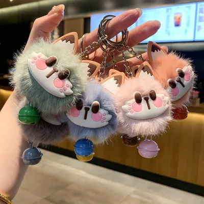 Cute Plush Bell Cat Pendant Bag Keychain Fashion Cartoon Keyring