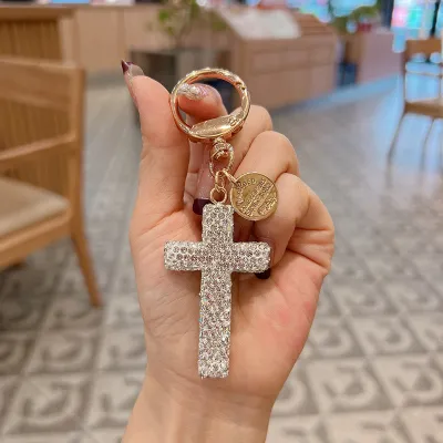Fashion Creative Solid Color Rhinestone Cross Bag Keychain