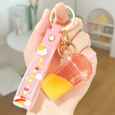 Fashion Creative Milk Tea Cup Acrylic Bag Keychain Pendant