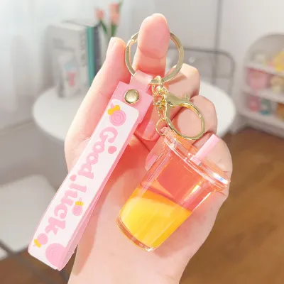 Fashion Creative Milk Tea Cup Acrylic Bag Keychain Pendant