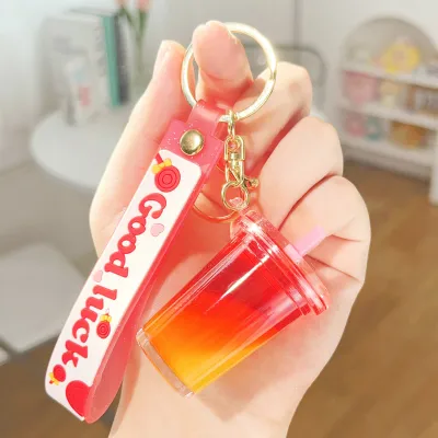 Fashion Creative Milk Tea Cup Acrylic Bag Keychain Pendant