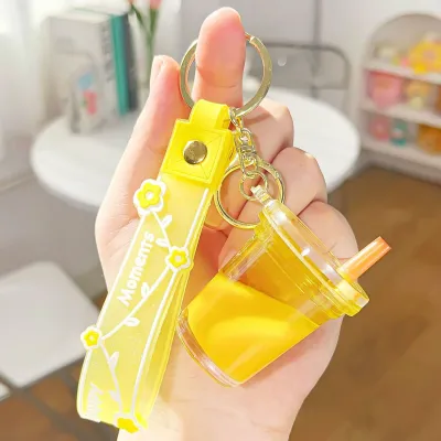 Fashion Creative Milk Tea Cup Acrylic Bag Keychain Pendant