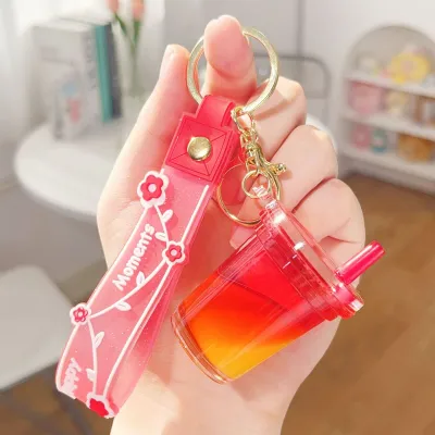 Fashion Creative Milk Tea Cup Acrylic Bag Keychain Pendant