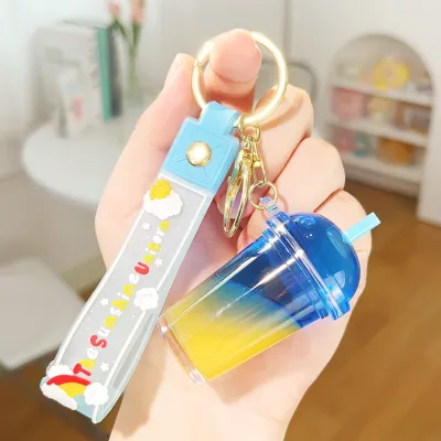 Fashion Creative Milk Tea Cup Acrylic Bag Keychain Pendant