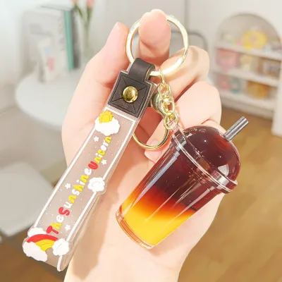 Fashion Creative Milk Tea Cup Acrylic Bag Keychain Pendant