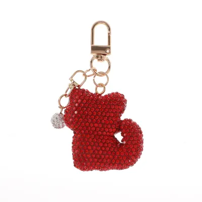Fashion Creative Cartoon Cute Rhinestone Kitten Bag Keychain